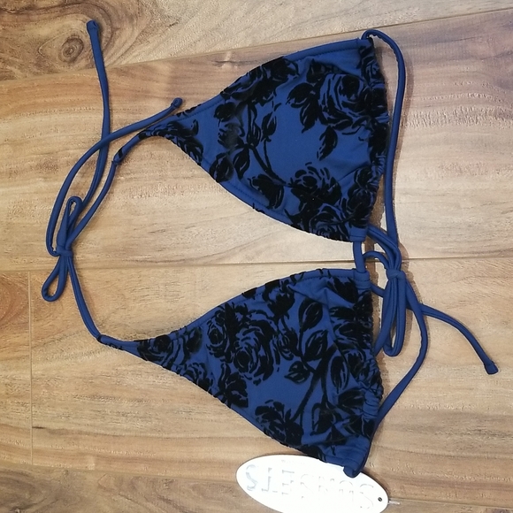 NEW Blue and Black Bikini Size Medium - Picture 3 of 4